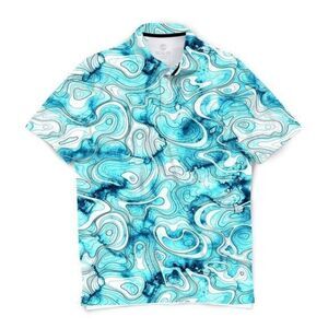 SCALES NWT Topo Golf Polo, Small, Aqua Wash Blue